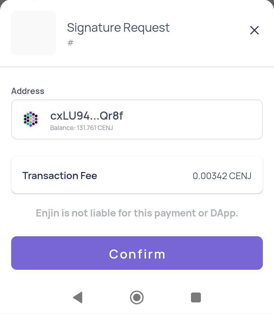 Confirm Transaction Request
