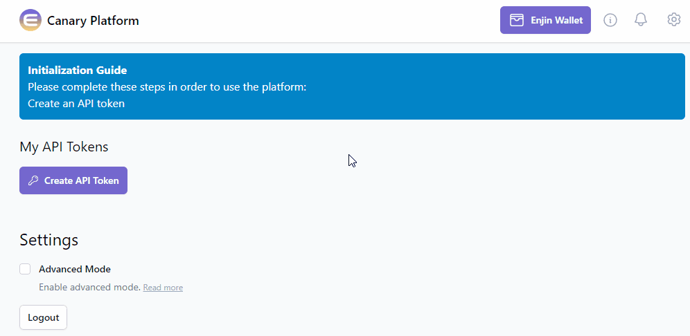Creating an API token on the Enjin Platform
