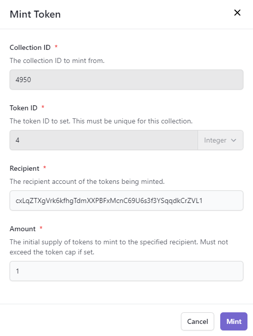 Mint Token Form