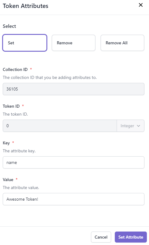 Set Attribute form